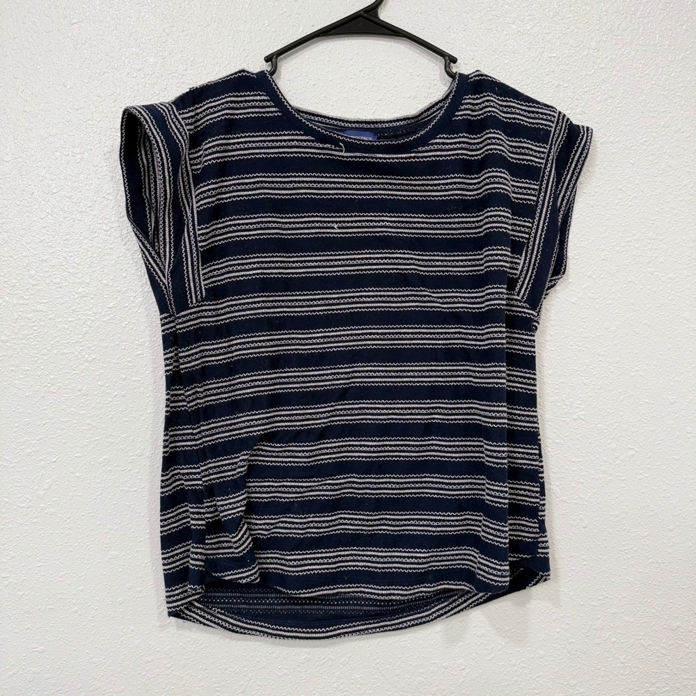 Democracy Navy White Stripe Cap Sleeve Tunic Top Women's Size S
